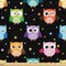 Ambesonne Owls Fabric by the Yard, Colorful Birds with Different Expressions Funny Confused Serious Characters Dots, Decorative Fabric for Upholstery and Home Accents, 1 Yard, Black Multicolor